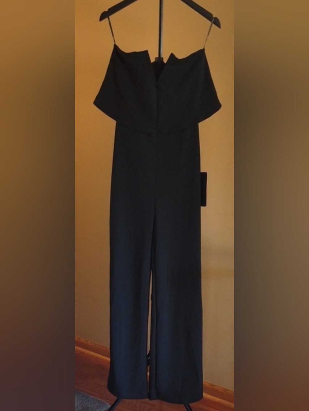 Lulu's Black Strapless Wide-Leg Jumpsuit with Thin Straps